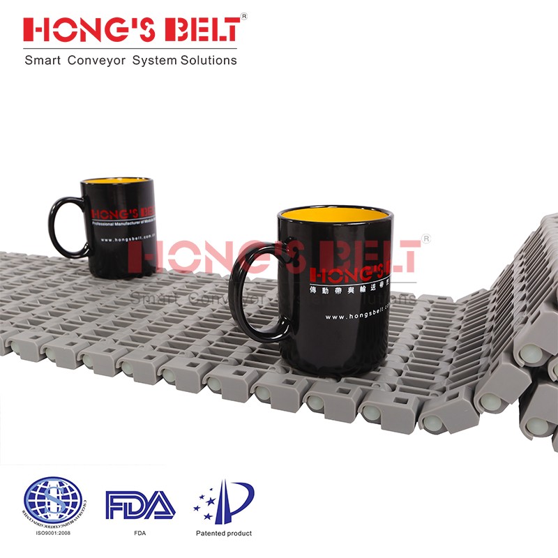 HONGSBEL HS-1700B Flush grid modular plastic conveyor belt for tire industry - Image 3