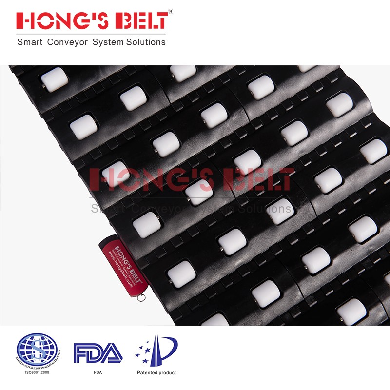 HONGSBELT HS-100A-HD-N-C Roller top modular plastic conveyor belt for warehousing - Image 3