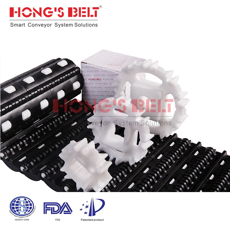 HONGSBELT HS-100A-HD-N-C Roller top modular plastic conveyor belt for warehousing - Image 2