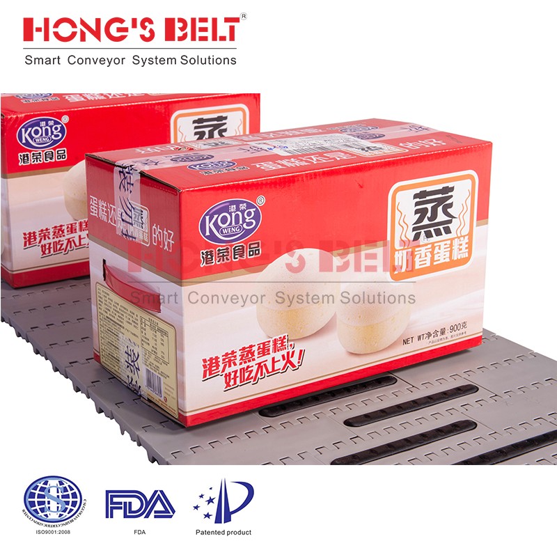 HONGSBELT HS-100A-HD-N-EL Rounded friction top modular plastic conveyor belt used in skati - Image 2
