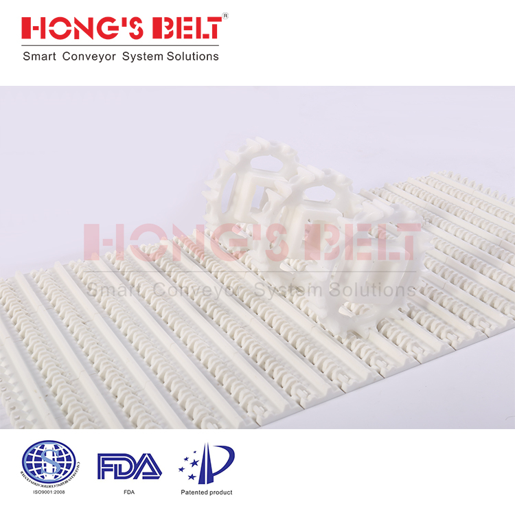 HONGSBELT HS-100B-HD-N Perforated Flat top modular plastic conveyor belt - Image 2