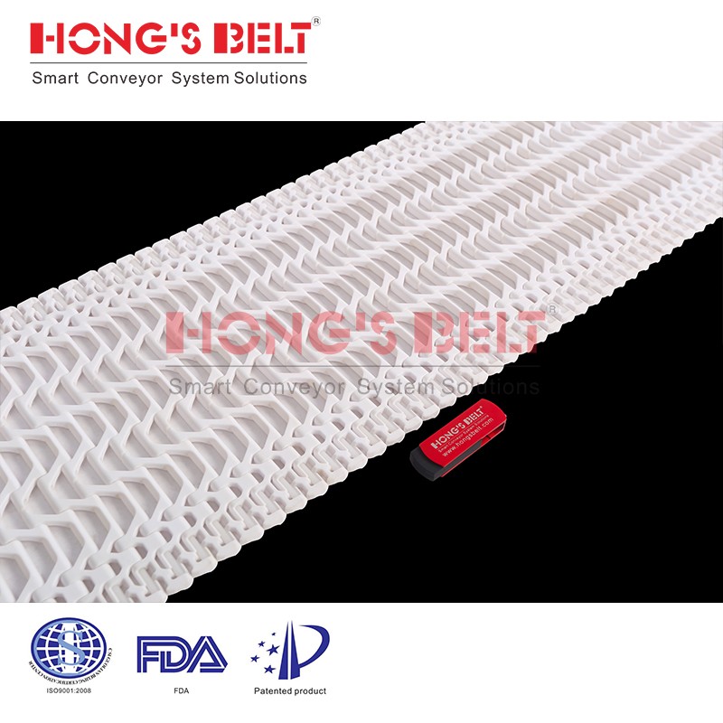 HONGSBELT HS-1500B-N Flush grid modular plastic conveyor belt for pizza making line - Image 3