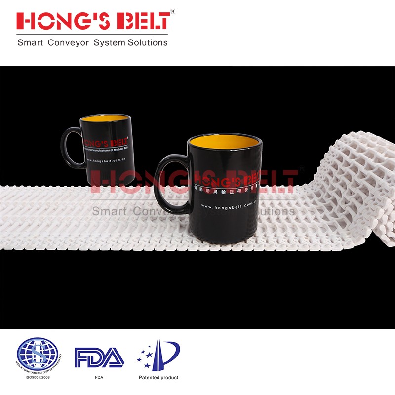 HONGSBELT HS-1500B-N Flush grid modular plastic conveyor belt for pizza making line - Image 2