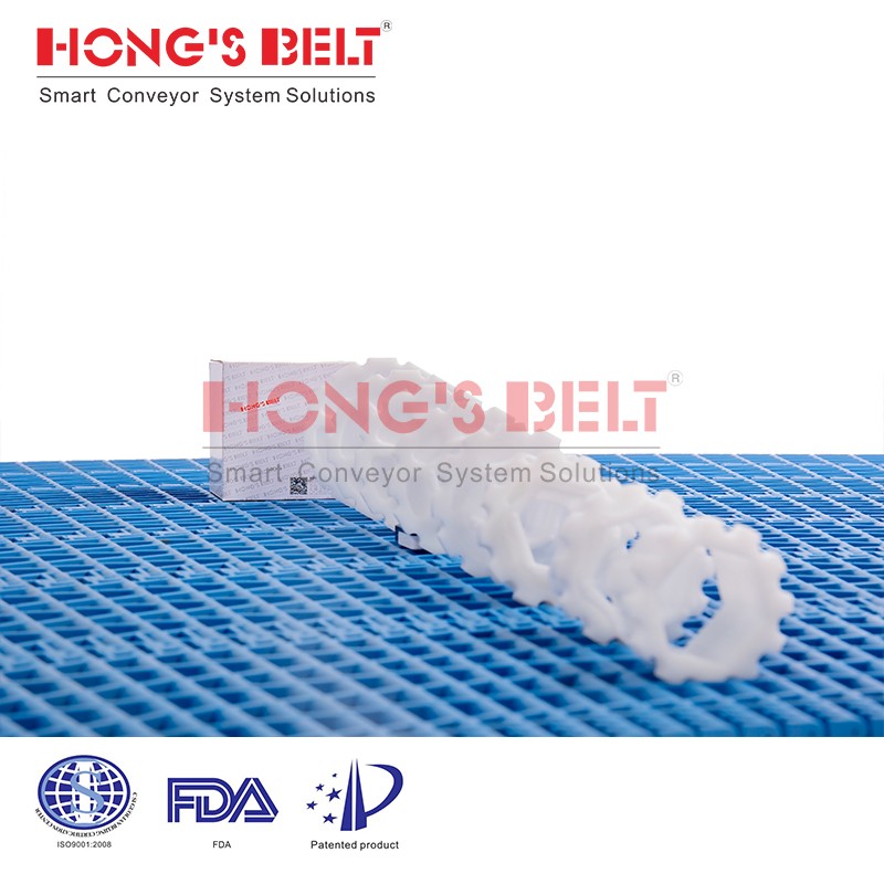 HONGSBELT HS-2000A plate top turning modular plastic conveyor belt with fixed inner radius - Image 3