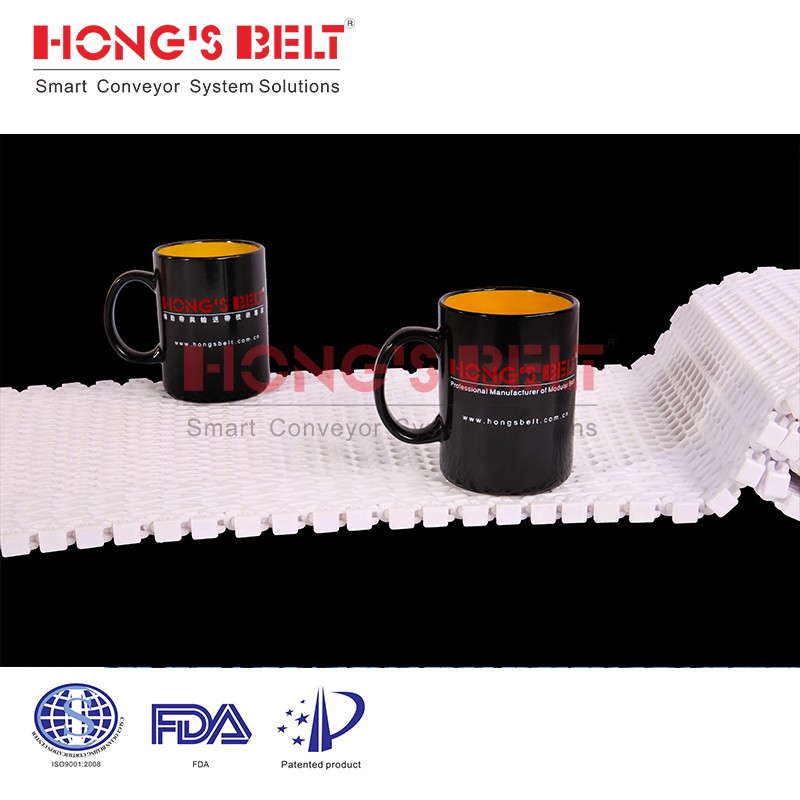 HONGSBELT HS-2400B Radius Flush Grid modular plastic conveyor belt for food processing - Image 2
