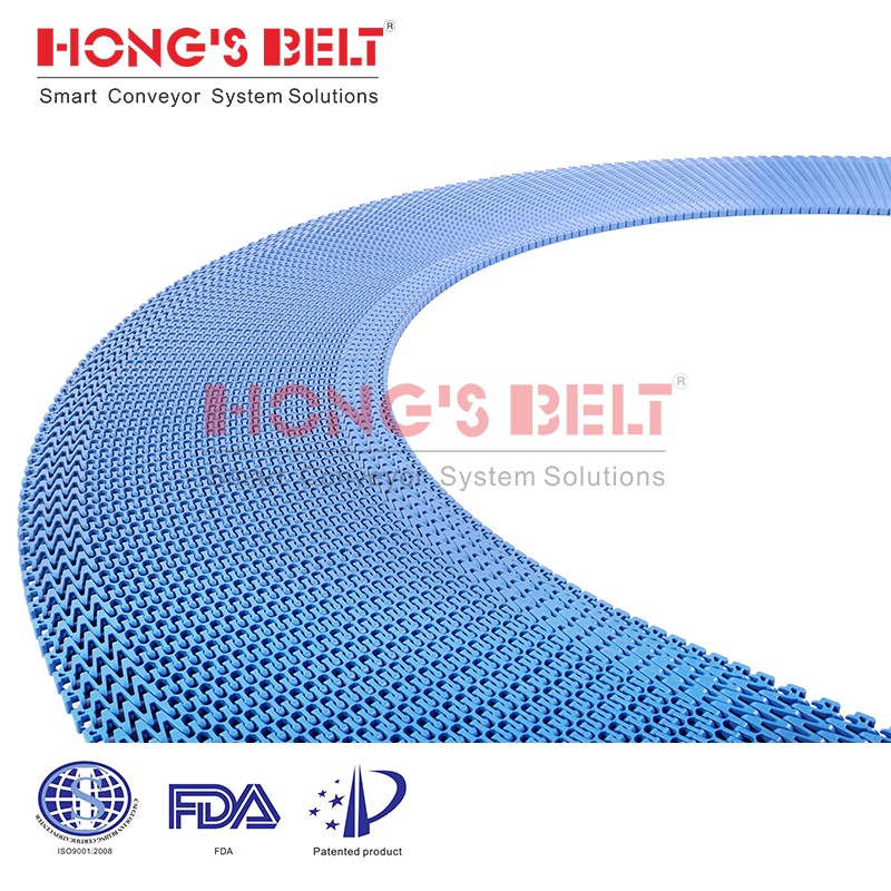Modular Plastic Radius Conveyor Belt for Food Processing
