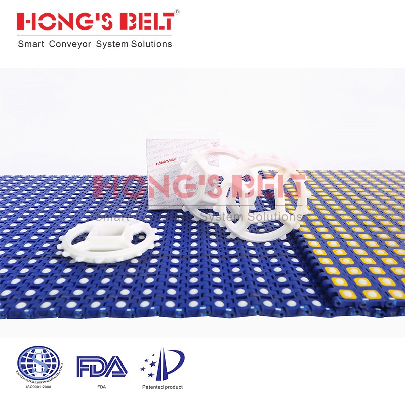 HONGSBELT HS-2800C Roller top modular plastic conveyor belt for light duty sorting - Image 3