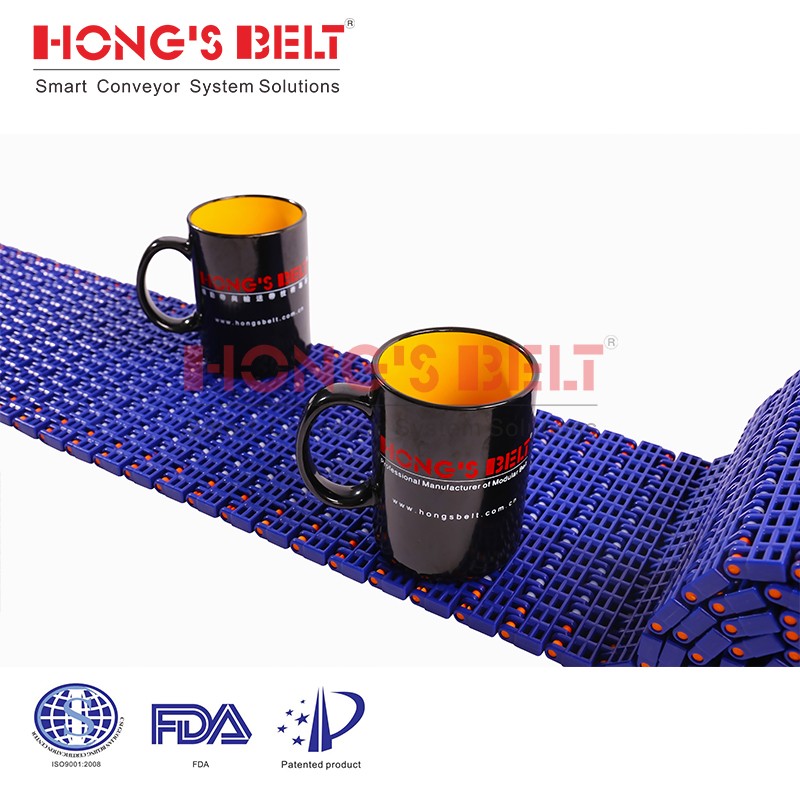 HONGSBELT HS-3000B modular plastic conveyor belt for seafood processing - Image 2