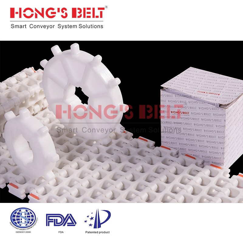 HONGSBELT HS-300B-EL Friction top modular plastic conveyor belt for inclined conveyor - Image 3