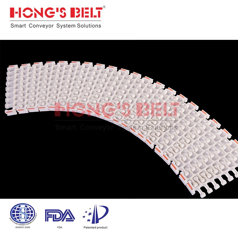 HONGSBELT HS-300B-EL Friction top modular plastic conveyor belt for inclined conveyor - Image 2