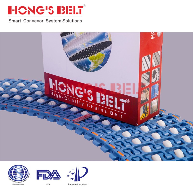 HONGSBELT HS-300B-PLUS-C Roller top modular plastic conveyor belt for box transporting - Image 2
