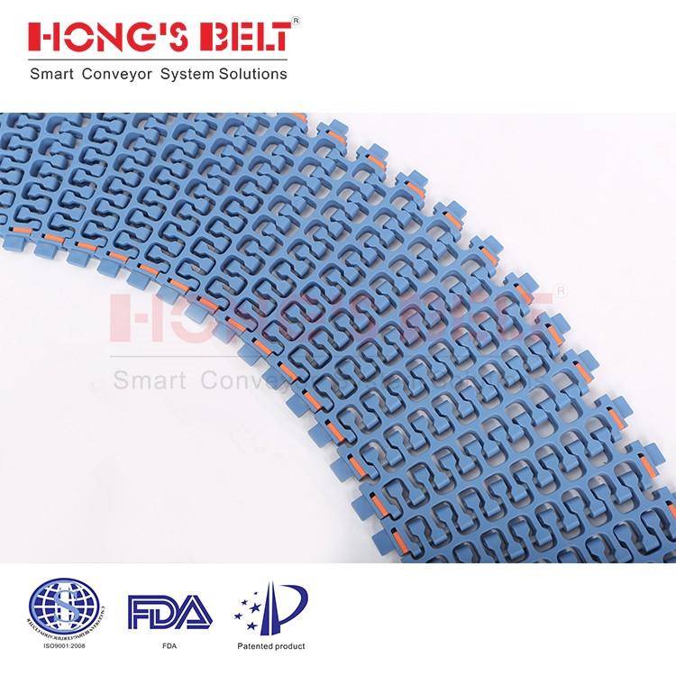 HONGSBELT HS-300B-PLUS Curved modular plastic conveyor belt for super wide conveyors - Image 3