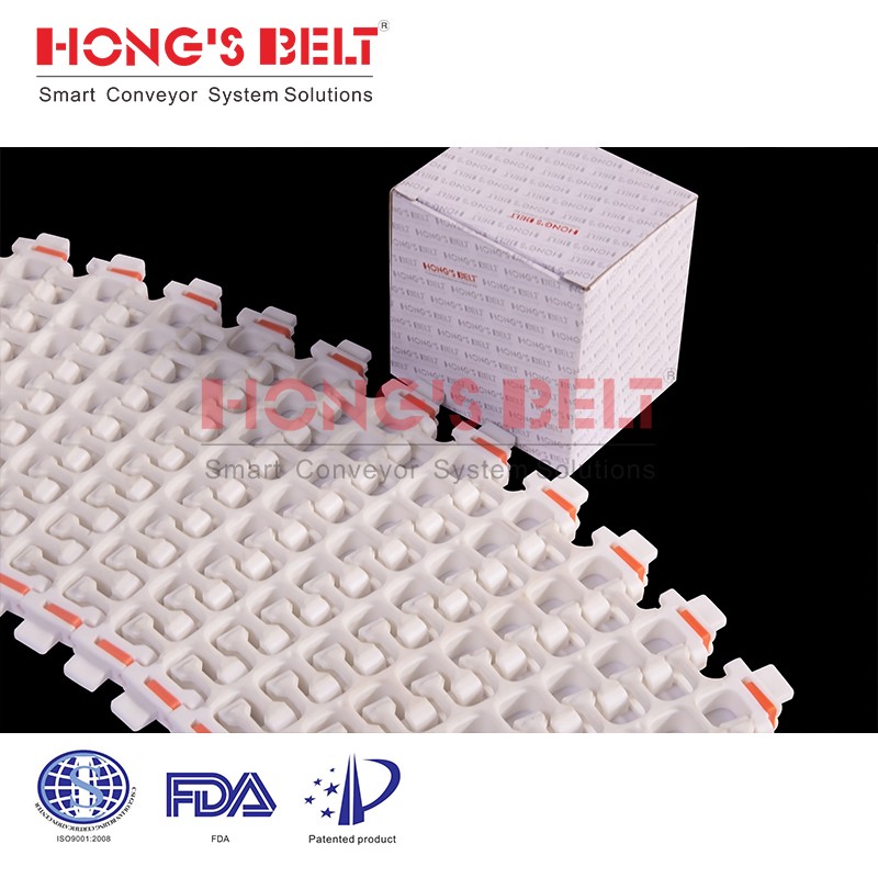 HONGSBELT HS-300B-PLUS-EL Curved modular plastic conveyor belt for inclined conveyor - Image 3