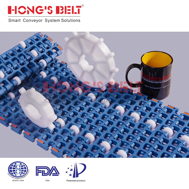 HONGSBELT HS-300C Roller top modular plastic conveyor belt for box transporting - Image 2