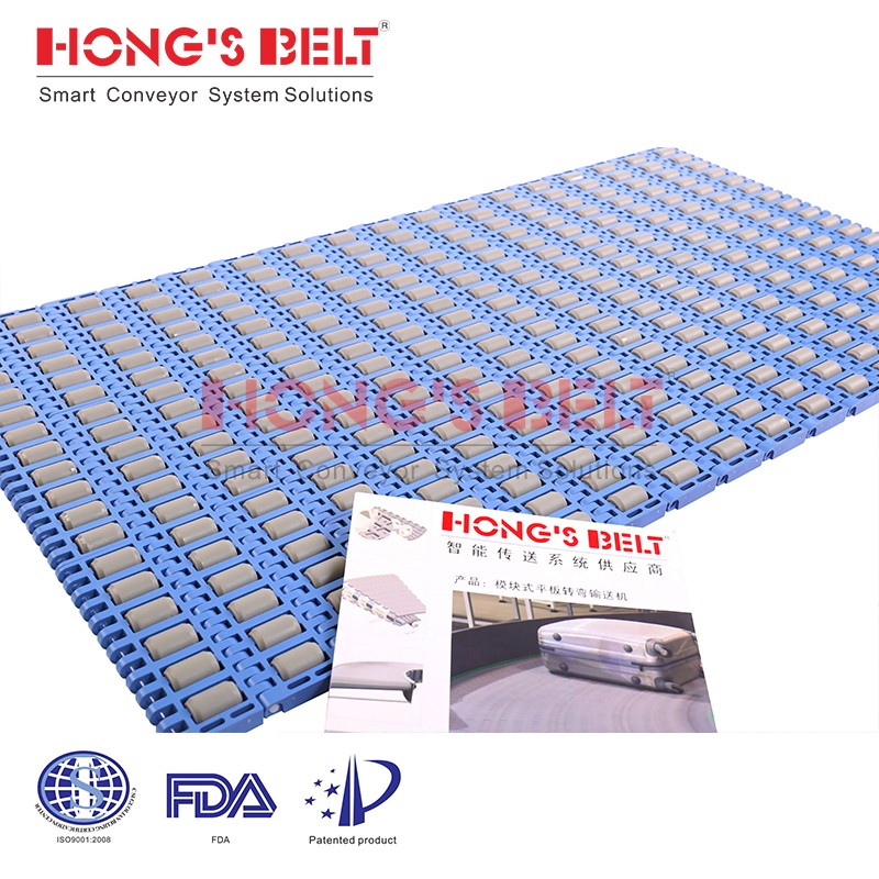 HONGSBELT HS-3800-3C Roller top modular plastic conveyor belt for sorting conveyors - Image 3
