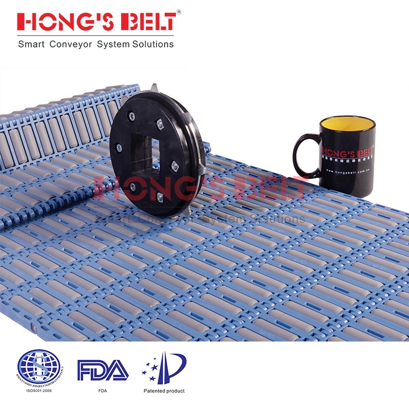 HONGSBELT HS-3800-6C Roller top modular plastic conveyor belt  for sorting conveyors - Image 2