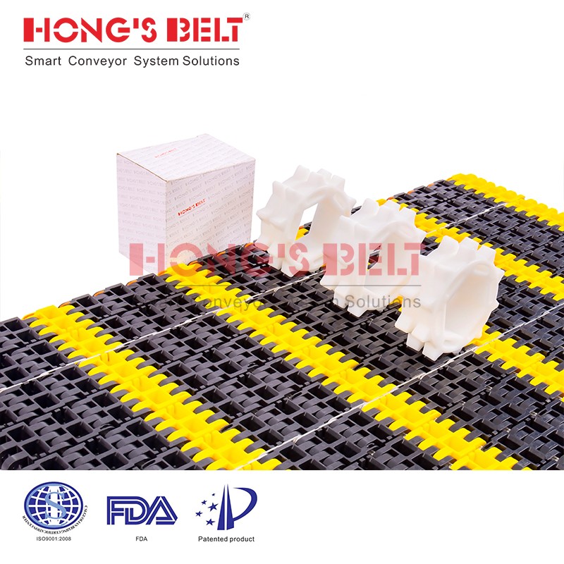 Modular Plastic Conveyor Belt - 38.1mm Pitch, FDA Approved