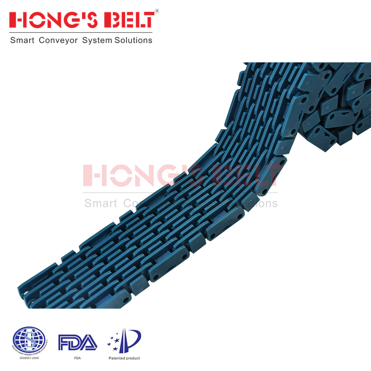 HONGSBELT HS-F1000-58RR 58mm raised bid modular plastic conveyor belt for beverage indust - Image 3