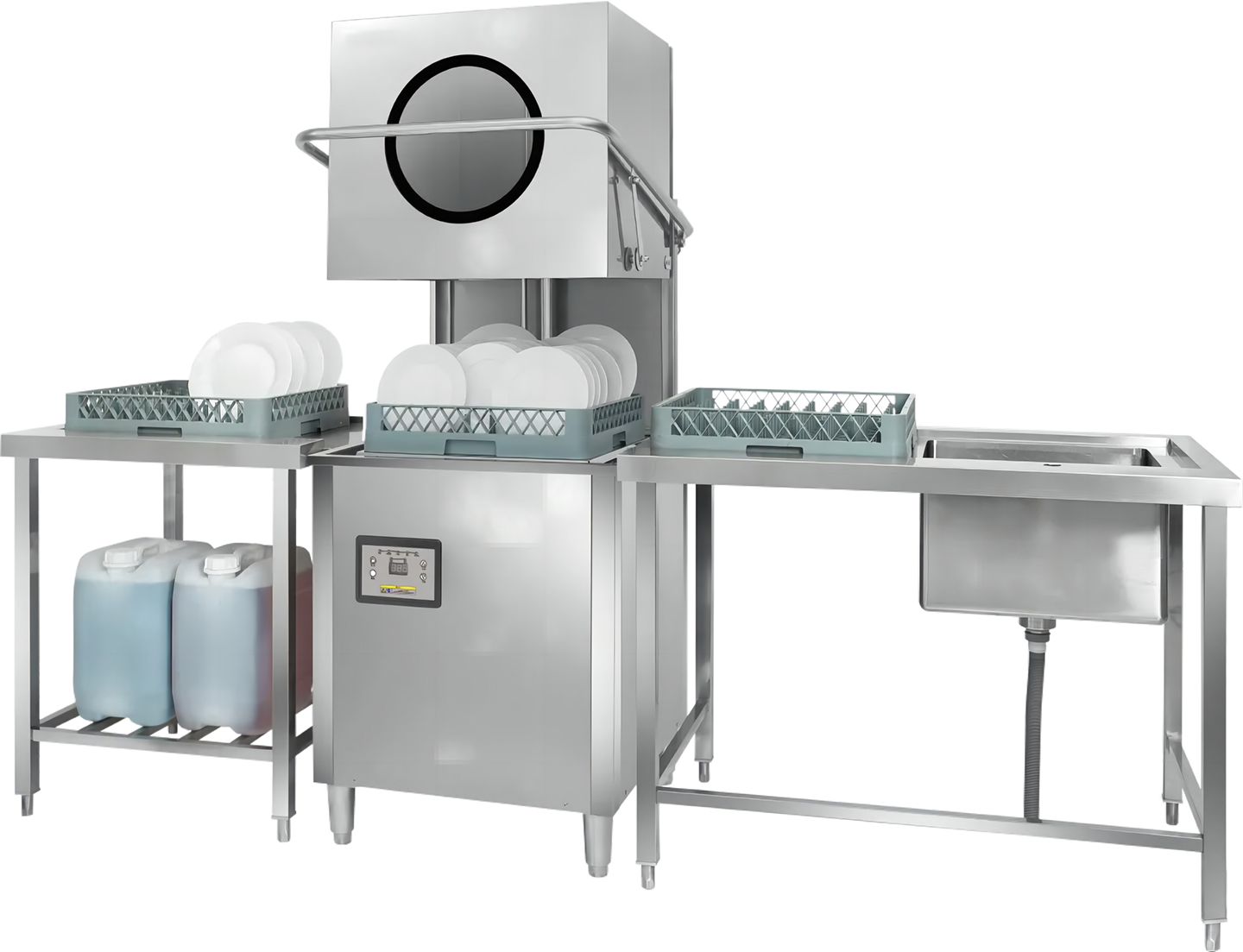 Pass-through dishwasher design
