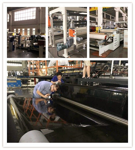 Close up of the TPU film extrusion and coating machinery