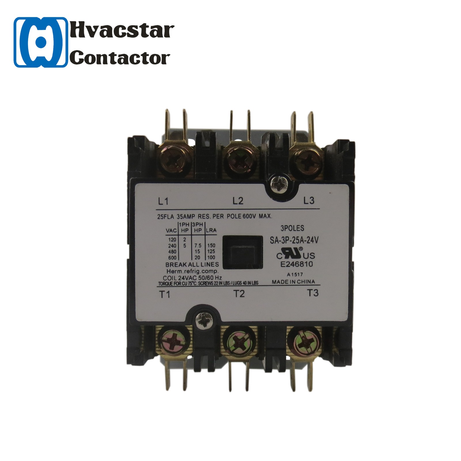 3-Pole AC Magnetic Contactor 24V
