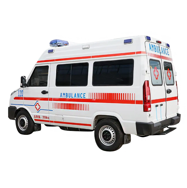 Side view of emergency ambulance showing markings and design