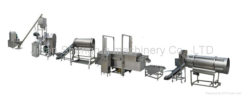 Full view of the automatic corn curls production line machinery
