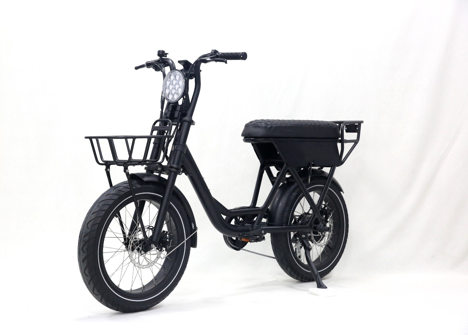 Step-Through Frame Electric Bicycle with Basket and Rack
