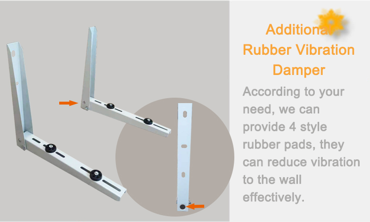 Close up of rubber vibration damper pads on mounting bracket