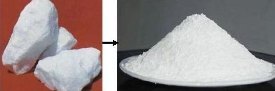Mineral material before and after grinding process