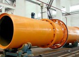 Industrial rotary drum dryer showing the main cylinder assembly