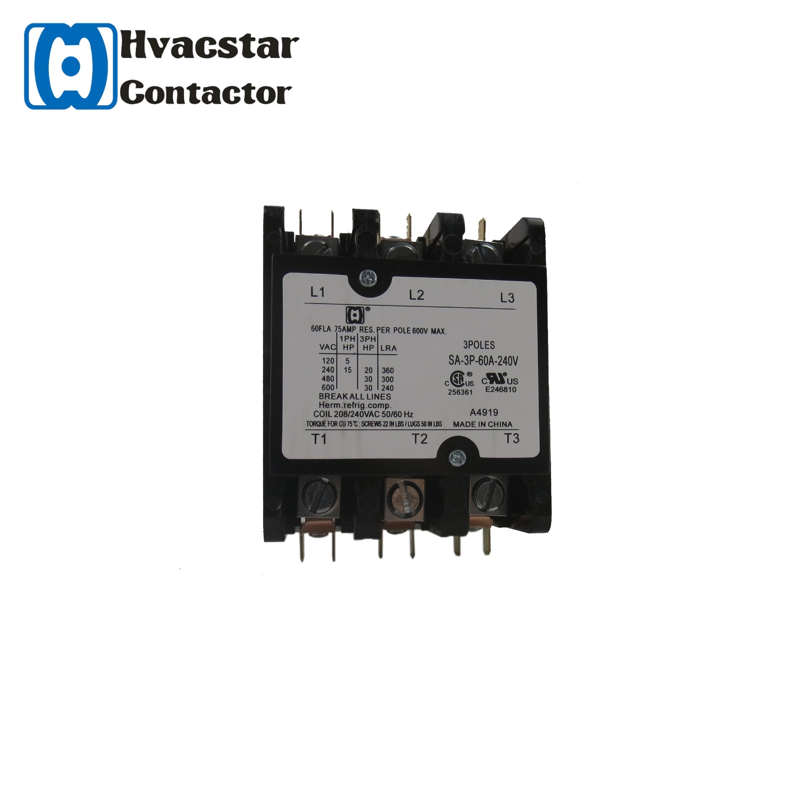 50A 120V Three-Pole Magnetic Contactor for Air Conditioners