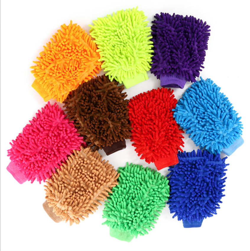 Hot sale super soft double side household car cleaning tools microfiber chenille glove colorful car wash glove Coral velvet Car Wash gloves - Image 3