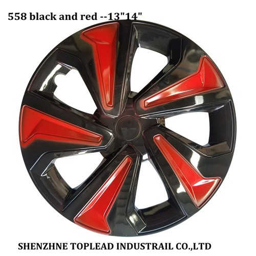 Black and red wheel cover