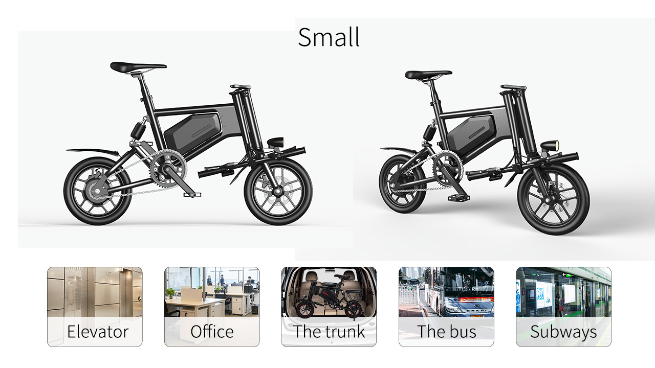 Portable electric bike being used in various urban environments