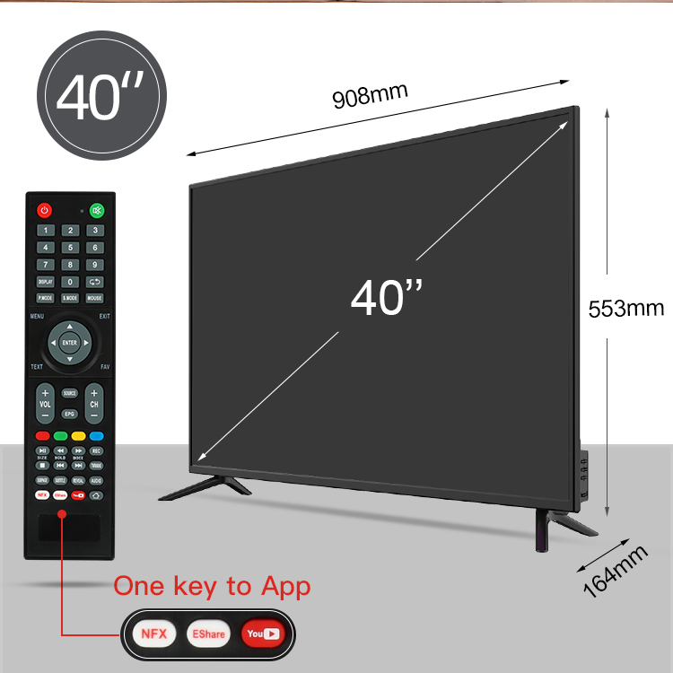 TV dimensions and remote control layout