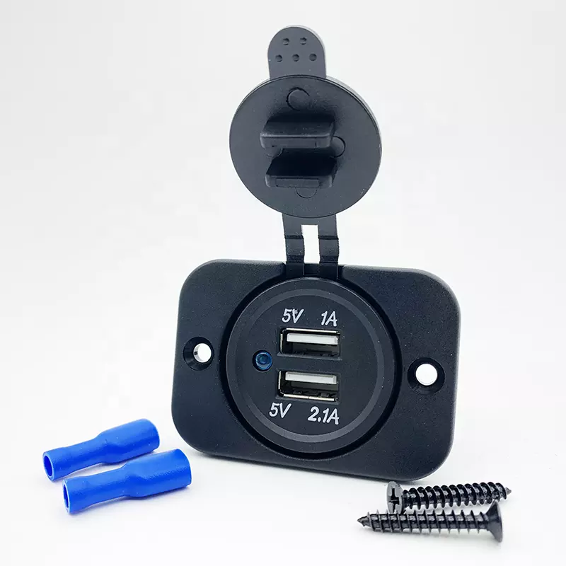 Dual USB Car Charger Socket 3.1A with Panel Mount