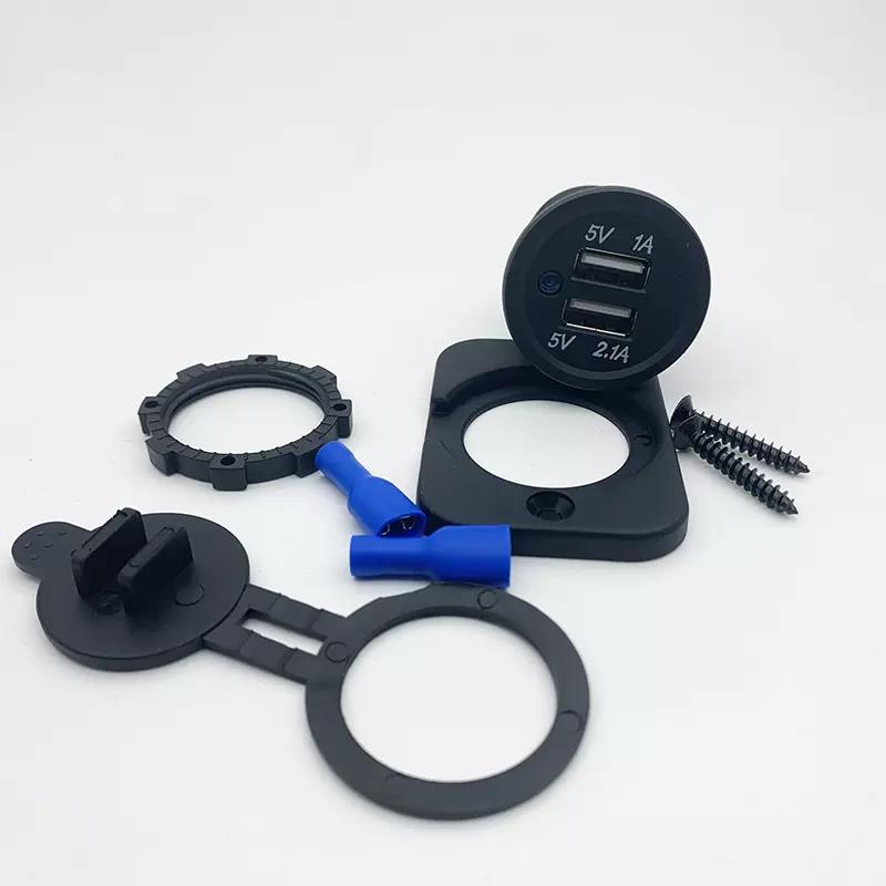 USB charger socket with mounting hardware