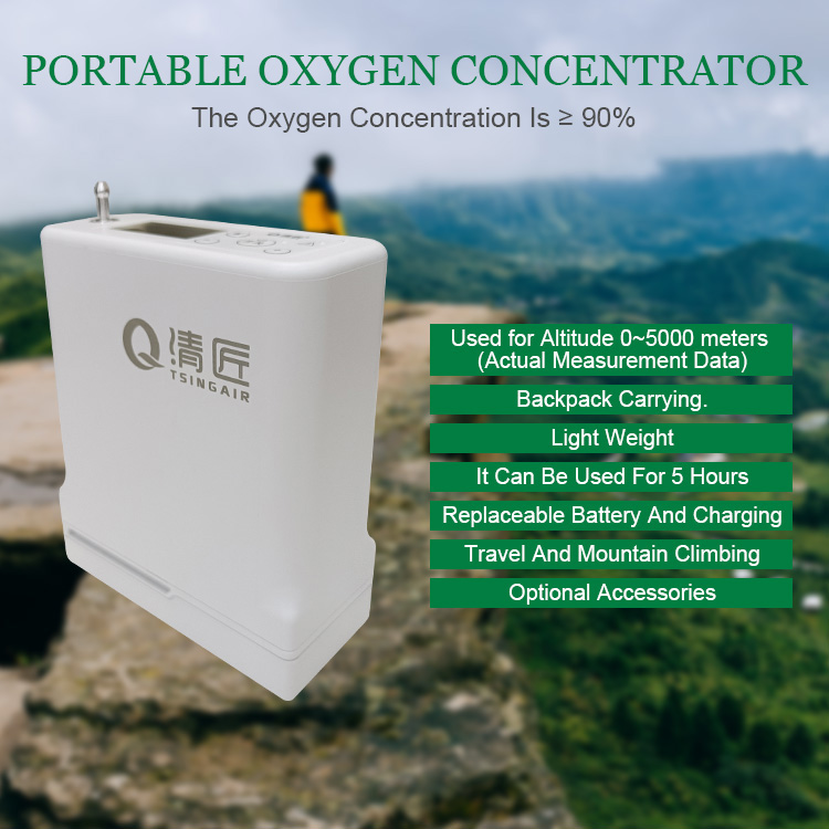 Portable oxygen concentrator in a backpack showing portability for travel