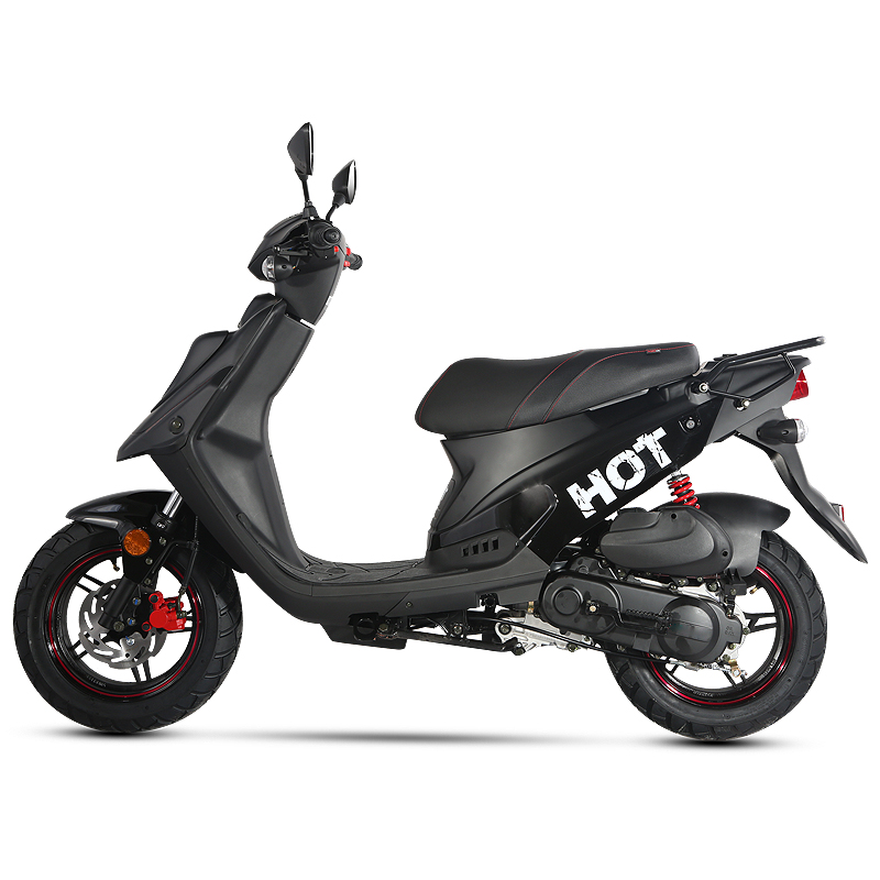 Side profile of the sporty scooter