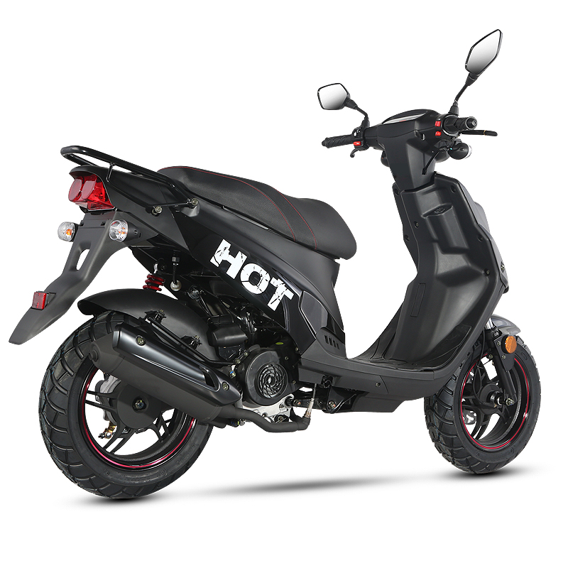 Rear three-quarter view of the scooter