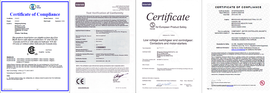 Compliance and safety certificates