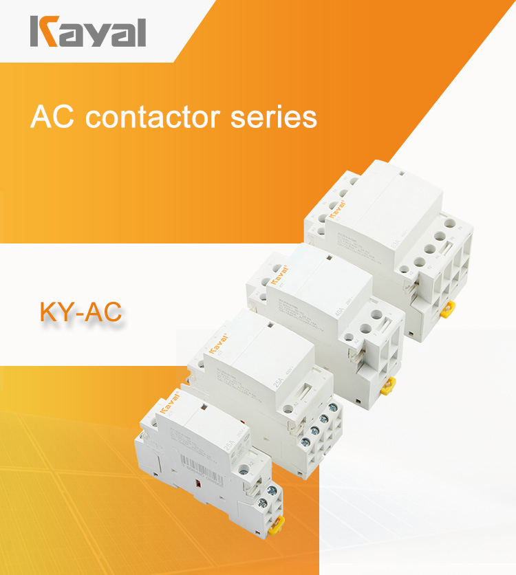 Household AC contactor series overview showing various current ratings