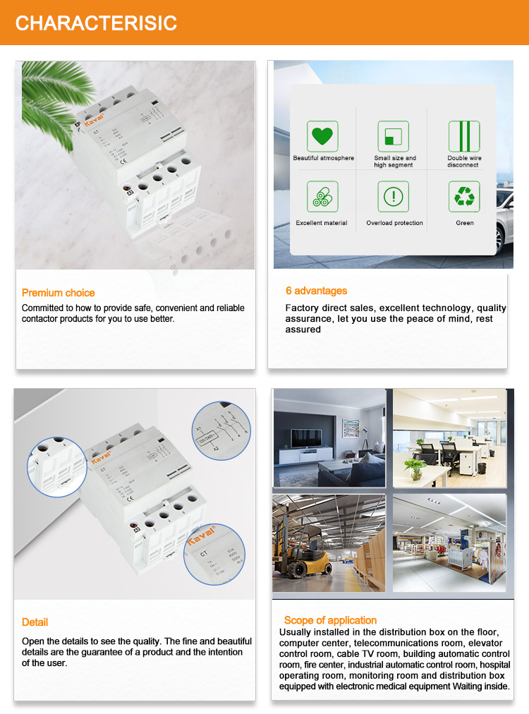 Household AC contactor installed in a distribution panel