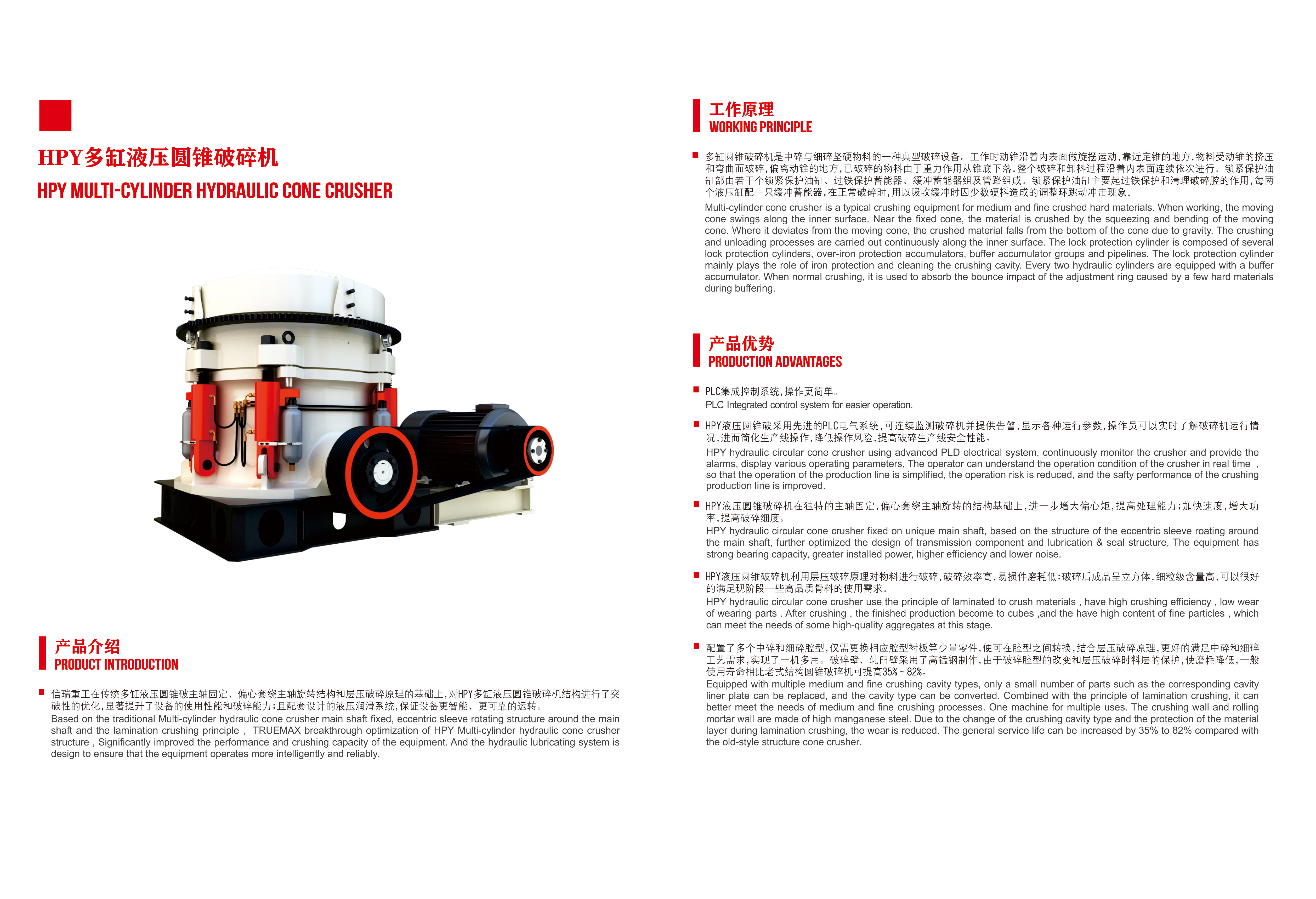 Diagram showing the internal structure and hydraulic cylinder layout of the multi-cylinder cone crusher