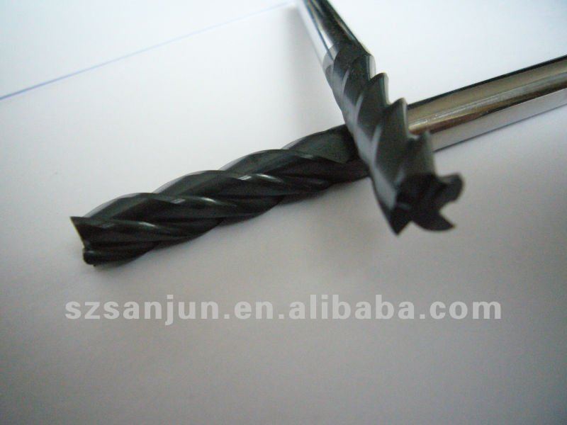 Close up of a multi-flute end mill cutter
