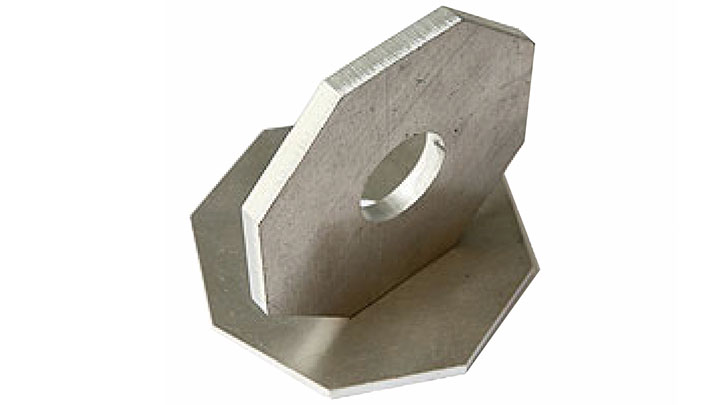Precision-engineered metal component with hexagonal base