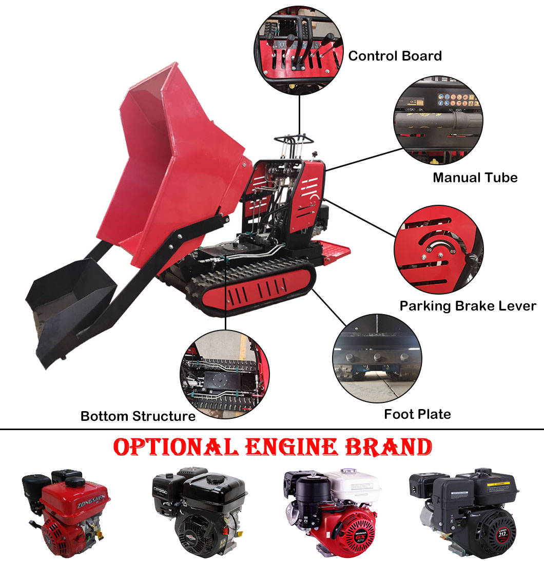 Detailed view of the dumper control board, brake lever, and operator foot plate