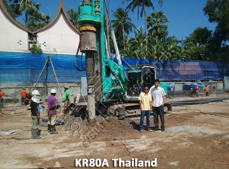 Hydraulic piling rig on a construction site