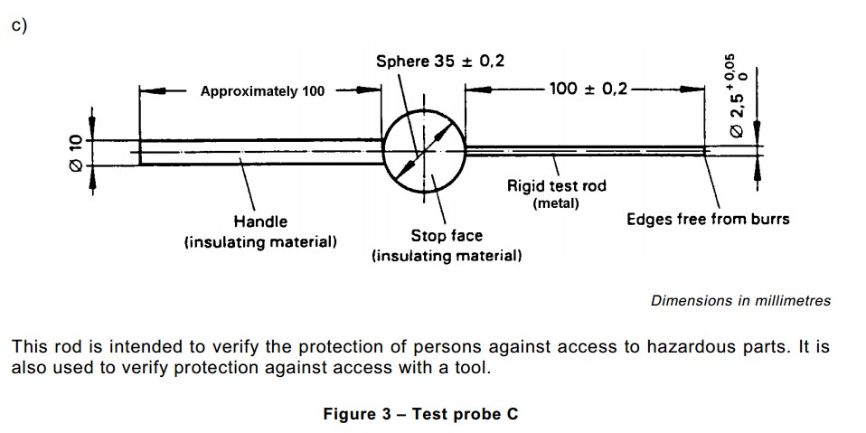 IPX3 Spraying Water Ingress Test Probe